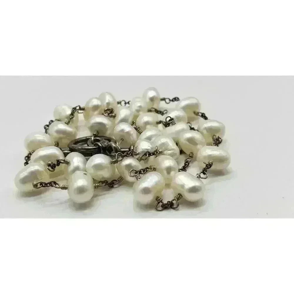 Vintage Necklace Genuine Pearl Natural White Baroque Bride Wedding Freshwater